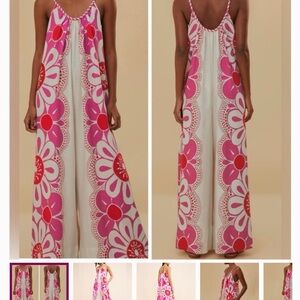 Farm Rio Floral Pink and White Jumpsuit